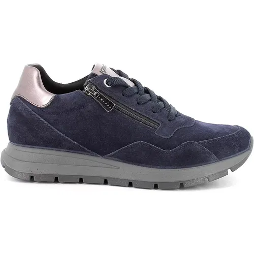 Blaue Retro Reißverschluss Sneakers , Damen, Größe: 41 EU - IGI&Co - Modalova