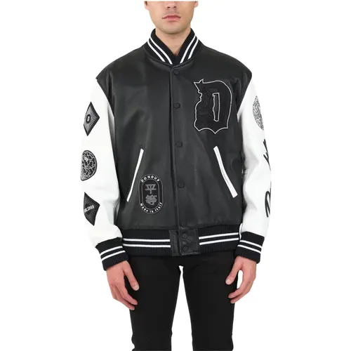 Leder College Jacke mit Patches - Dondup - Modalova