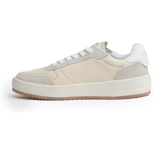 Leder Sneakers mit Grauem Wildleder , Damen, Größe: 36 EU - Philippe Model - Modalova