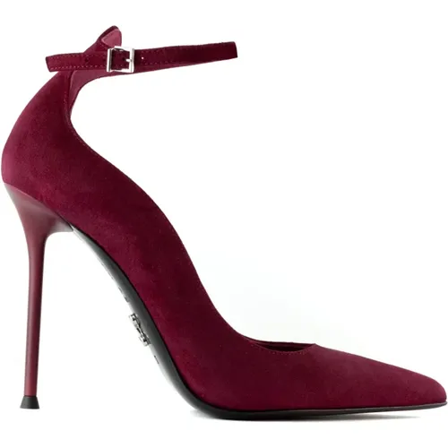 Bordeaux Wildleder Livia Pumps mit Absatz , Damen, Größe: 38 1/2 EU - Sergio Levantesi - Modalova