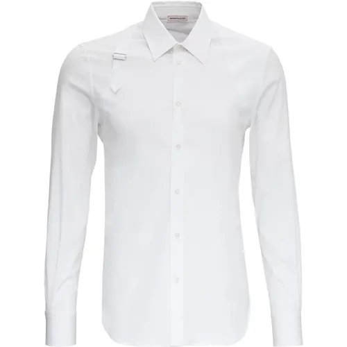 Klassisches Weißes Baumwollhemd mit Frontdetail , Herren, Größe: S - alexander mcqueen - Modalova