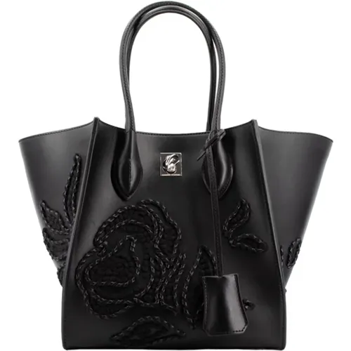 Handmade Embroidered Leather Shopper Bag , female, Sizes: ONE SIZE - Ermanno Scervino - Modalova