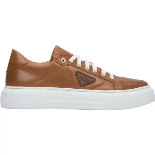 Herren Braun Low-Top Sneakers aus echtem Leder Er00111377 , Herren, Größe: 45 EU - Estro - Modalova