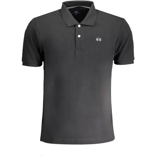 Schwarzes Baumwoll-Poloshirt mit Kurzen Ärmeln , Herren, Größe: 2XL - LA MARTINA - Modalova