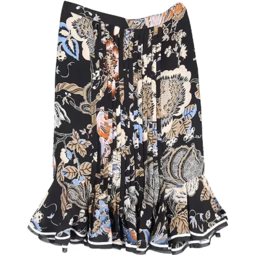 Multicolored Silk Skirt with Pintucks and Ruffles , female, Sizes: 2XS - TORY BURCH - Modalova