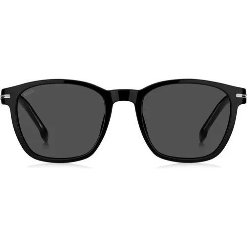Schwarze/Graue Sonnenbrille , Herren, Größe: 52 MM - Hugo Boss - Modalova