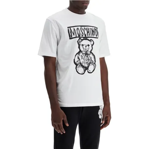 Teddy Bear Print Crew Neck T-shirt , Herren, Größe: S - Moschino - Modalova