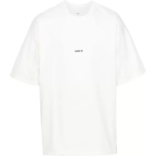 Organic Cotton Beige Logo T-shirt , male, Sizes: L - Oamc - Modalova