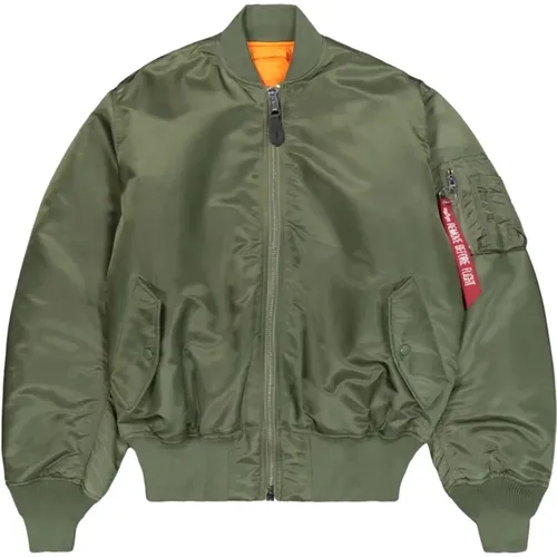 Grüne Nylonjacke Ma-1 Stil , Herren, Größe: M - alpha industries - Modalova