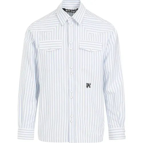 Monogram Striped Shirt , male, Sizes: L, M - Palm Angels - Modalova