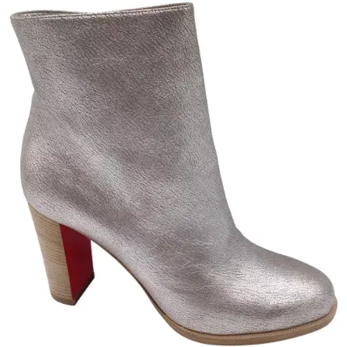 Silver Metallic Leather Boots , female, Sizes: 3 UK - Christian Louboutin Pre-owned - Modalova