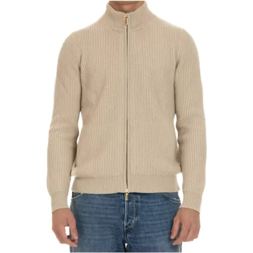 Kaschmir Zip Pullover Elfenbein - Moorer - Modalova