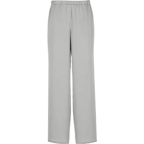 Grey Satin Elastic Waist Trousers , female, Sizes: XS, L - Antonelli Firenze - Modalova