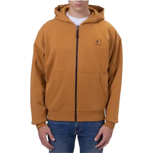 Braune Wendbare Reißverschluss-Hoodie Lockere Passform , Herren, Größe: L - Timberland - Modalova