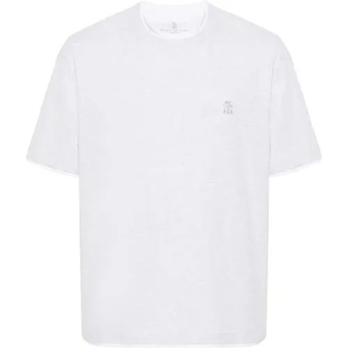 Weiße T-Shirts Polos für Männer , Herren, Größe: L - BRUNELLO CUCINELLI - Modalova