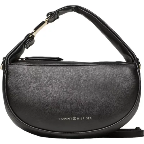Leather Shoulder Bag with Logo , female, Sizes: ONE SIZE - Tommy Hilfiger - Modalova