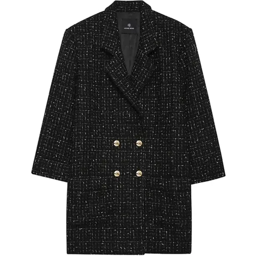Schwarzer Zweireihiger Mantel Katharine Kleid , Damen, Größe: L - Anine Bing - Modalova