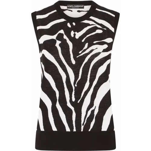 Bold Zebra Print Top , female, Sizes: S - Dolce & Gabbana - Modalova