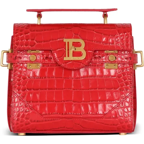 B-Buzz 23 bag in crocodile-print leather - Balmain - Modalova