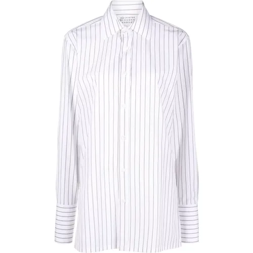 Striped Cotton Shirt with Classic Collar , female, Sizes: M - Maison Margiela - Modalova