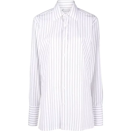 Striped Cotton Shirt with Classic Collar , female, Sizes: M, S - Maison Margiela - Modalova