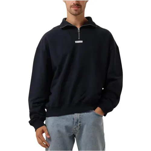 Herren Half Zip Pullover Dunkelblau , Herren, Größe: S - Woodbird - Modalova