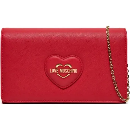 Heart Clutch Bag with Gold Logo , female, Sizes: ONE SIZE - Love Moschino - Modalova