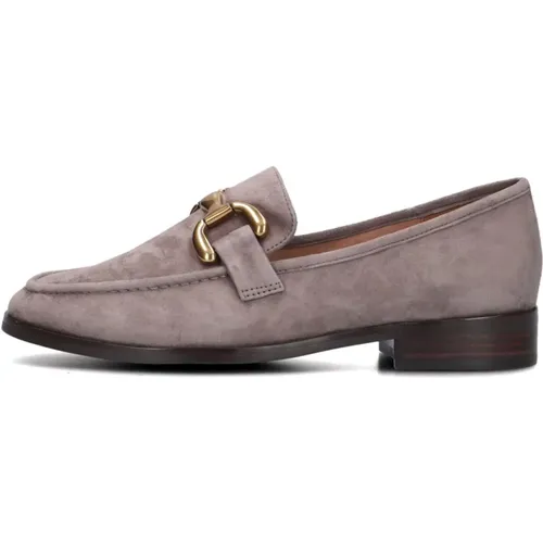 Grauer Wildleder-Loafer mit Goldkettendetail , Damen, Größe: 38 EU - Bibi Lou - Modalova