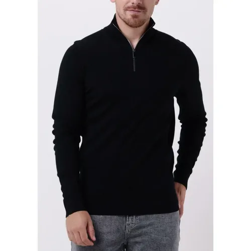 Schwarzer Woll-Quarter-Zip-Pullover , Herren, Größe: L - Calvin Klein - Modalova