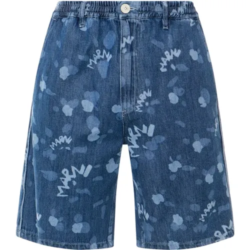 Blaue Shorts mit Reißverschluss und Knopf - Marni - Modalova