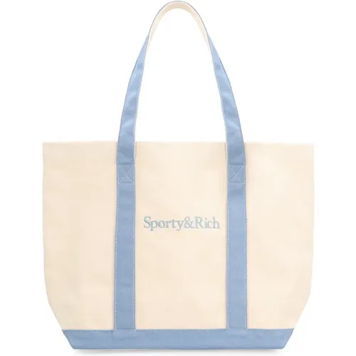 Canvas Tote Bag mit Kontrastlogo - Sporty & Rich - Modalova