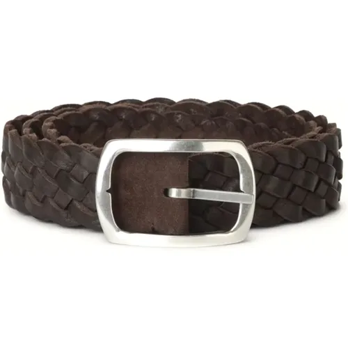 Woven Leather Belt Silver Buckle , male, Sizes: 105 CM, 95 CM, 110 CM, 100 CM - Orciani - Modalova