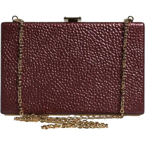 Maroon Leder Crossbody Clutch Tasche - Dolce & Gabbana - Modalova