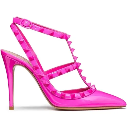 Fuchsia Rockstud Ankle-Strap Pumps , female, Sizes: 6 UK, 3 1/2 UK, 4 1/2 UK - Valentino Garavani - Modalova