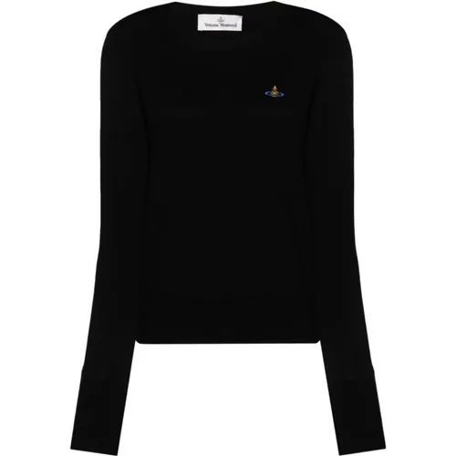 Schwarzer Pullover mit Orb Logo , Damen, Größe: XS - Vivienne Westwood - Modalova