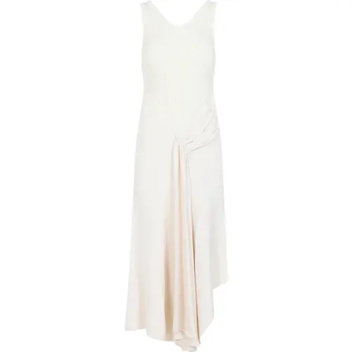 Cream Tie Detail Midi Dress , female, Sizes: 2XS, XS - Victoria Beckham - Modalova