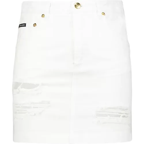 Distressed Denim Miniskirt , female, Sizes: XS, 2XS - Dolce & Gabbana - Modalova