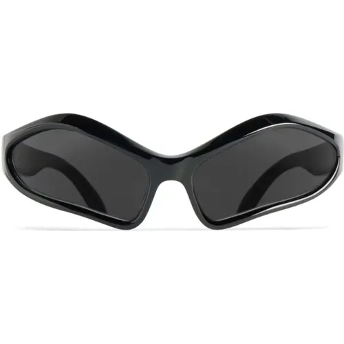 Schwarze Fennec Oval Sonnenbrille , Damen, Größe: ONE Size - Balenciaga - Modalova