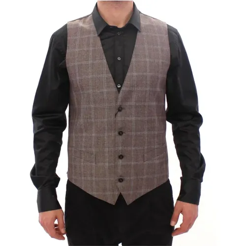 Checkered Wool Dress Vest , male, Sizes: M - Dolce & Gabbana - Modalova