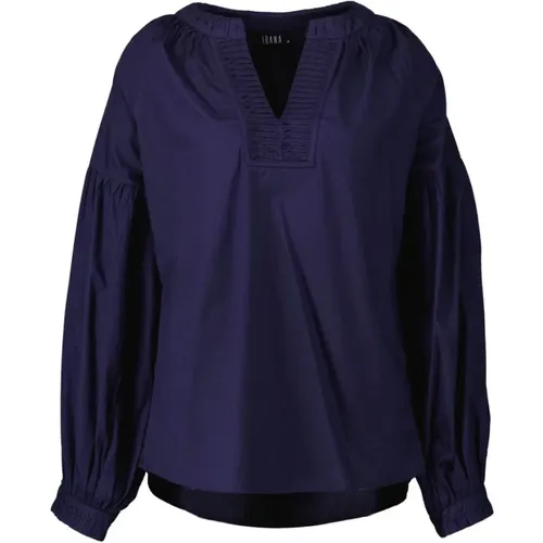 Elegante Tex Bluse in Dunkelblau , Damen, Größe: S - Ibana - Modalova