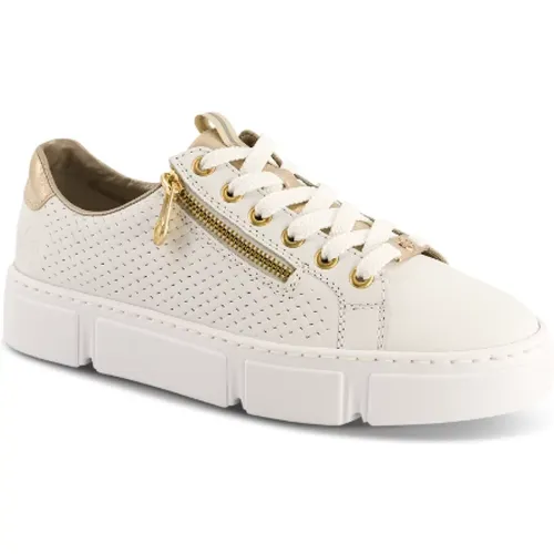 Leder Sneakers mit Leichten Gold Details , Damen, Größe: 39 EU - Rieker - Modalova