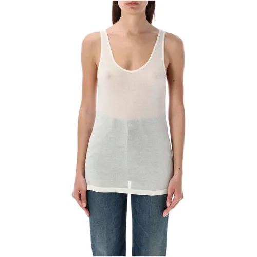 Rib Tank Top Naturel Ss24 , Damen, Größe: L - Saint Laurent - Modalova