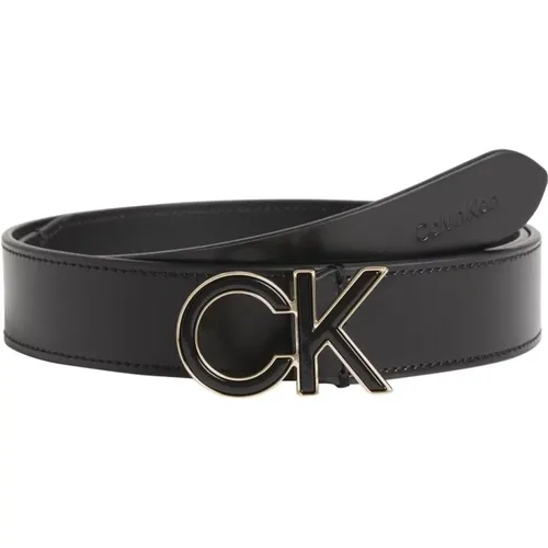 Schwarzer Ledergürtel mit Re-Lock Verschluss - Calvin Klein - Modalova