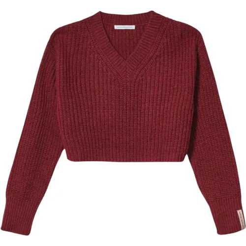 Bordeaux V-Neck Sweater , female, Sizes: S - Mar De Margaritas - Modalova