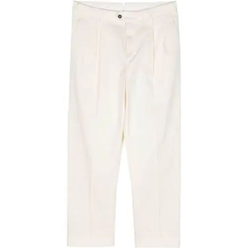 Ivory Cotton Pleated Trousers , male, Sizes: S, XL - PT Torino - Modalova