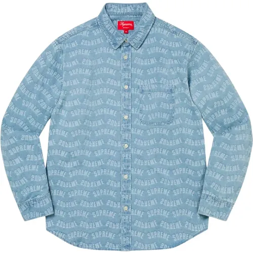 Blaue Jacquard Denim Hemd Limited Edition , Herren, Größe: L - Supreme - Modalova