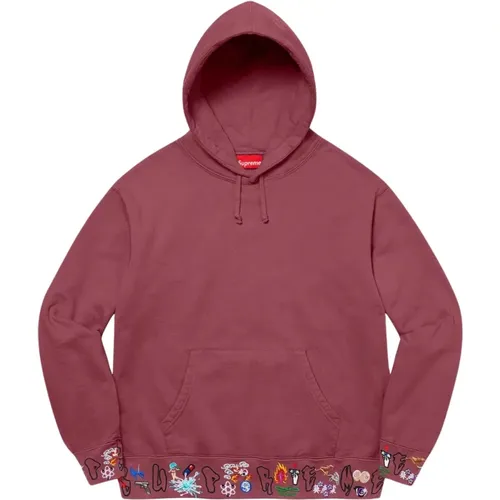 Limited Edition Icons Hooded Sweatshirt Plum , male, Sizes: M, L, XL - Supreme - Modalova