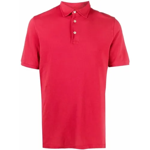 Rotes Baumwoll-Poloshirt , Herren, Größe: M - Fedeli - Modalova