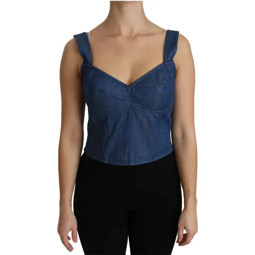 Stilvolle Blaue Ärmellose Bustier-Bluse - Dolce & Gabbana - Modalova