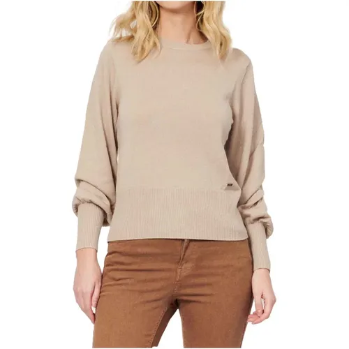 Beiger Pullover Rundhalsausschnitt Langarm , Damen, Größe: XS - Armani Exchange - Modalova